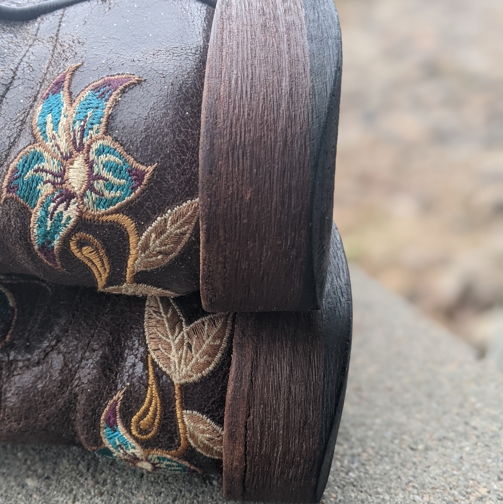 MACIE BEAN M9034 Glitterific brown leather floral embroidery cowgirl boots sz 6 - Picture 13 of 16